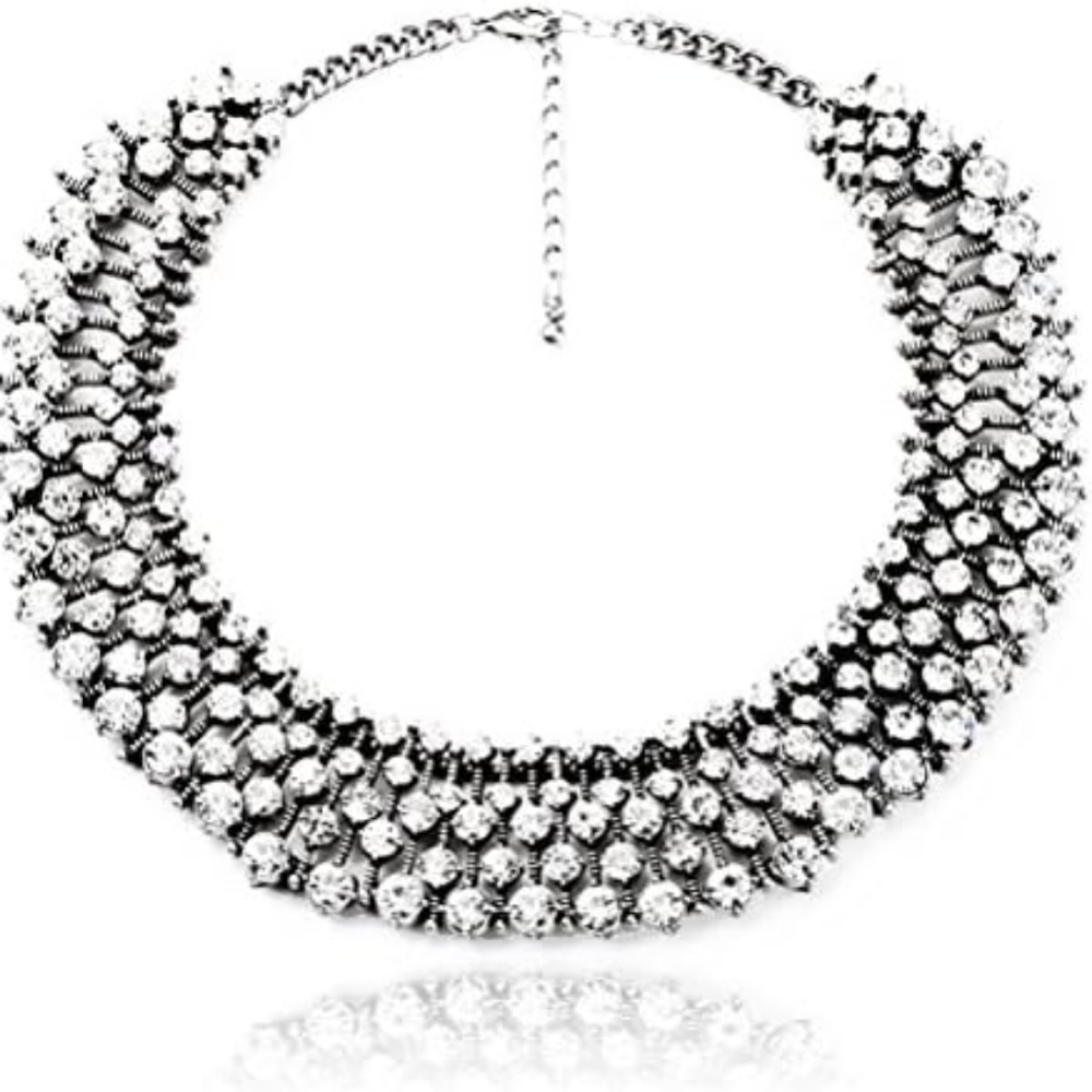 Amazon brand Crystal statement necklace, silver